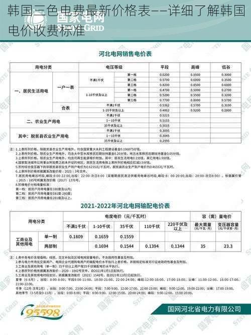 韩国三色电费最新价格表——详细了解韩国电价收费标准