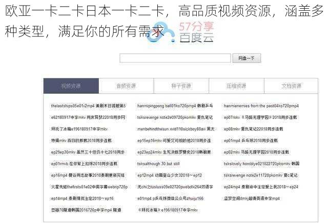 欧亚一卡二卡日本一卡二卡，高品质视频资源，涵盖多种类型，满足你的所有需求