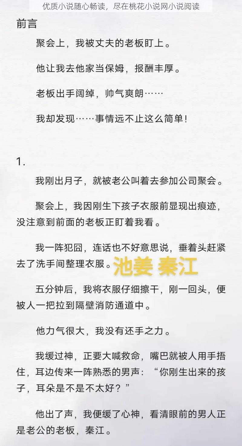 优质小说随心畅读，尽在桃花小说网小说阅读