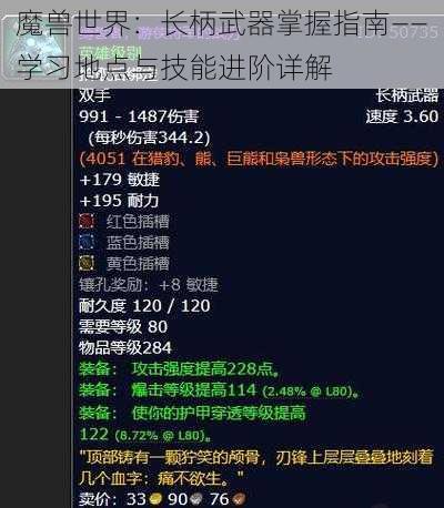 魔兽世界：长柄武器掌握指南——学习地点与技能进阶详解