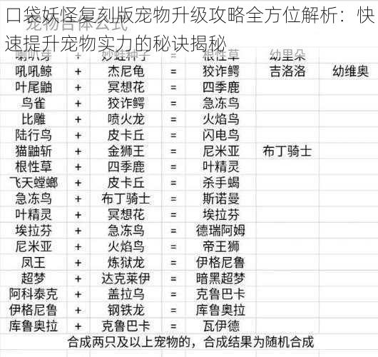 口袋妖怪复刻版宠物升级攻略全方位解析：快速提升宠物实力的秘诀揭秘