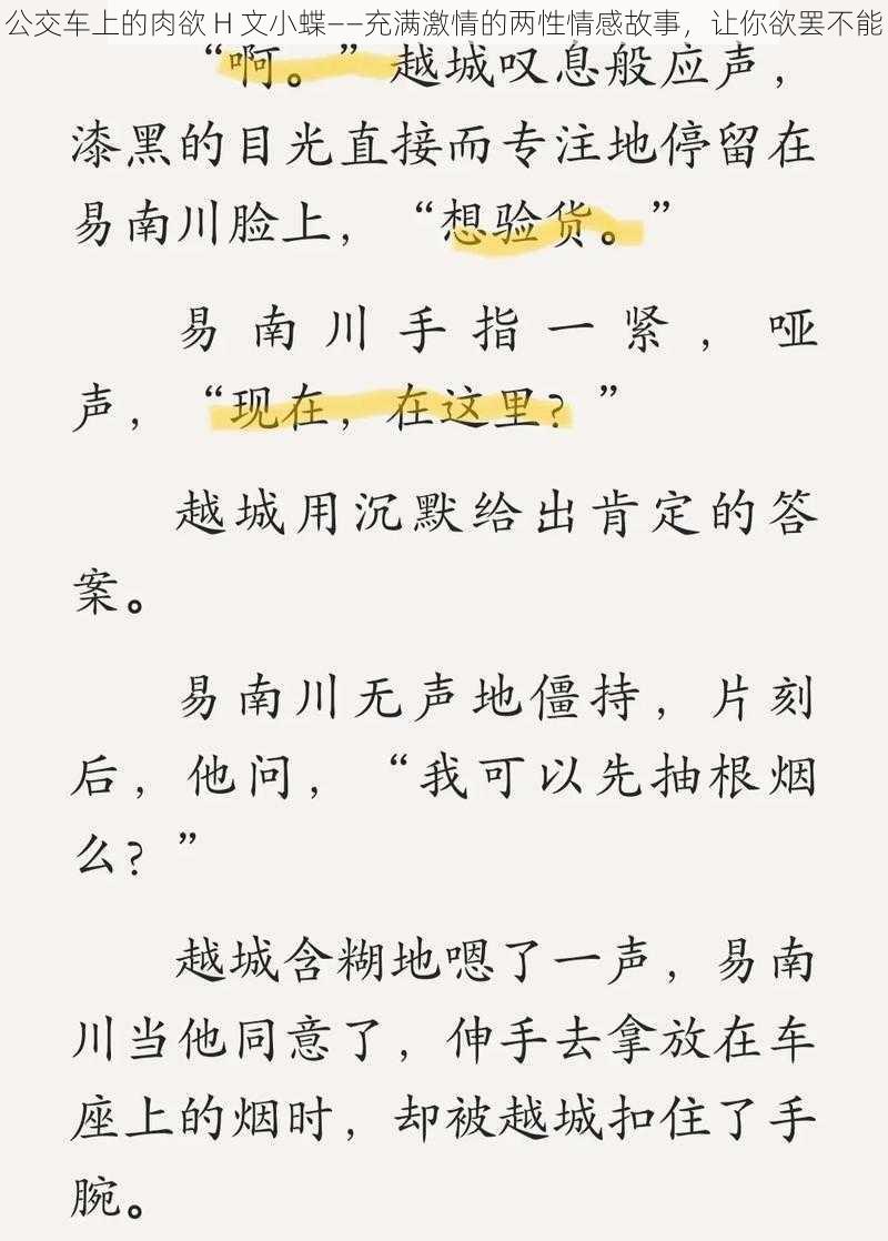 公交车上的肉欲 H 文小蝶——充满激情的两性情感故事，让你欲罢不能