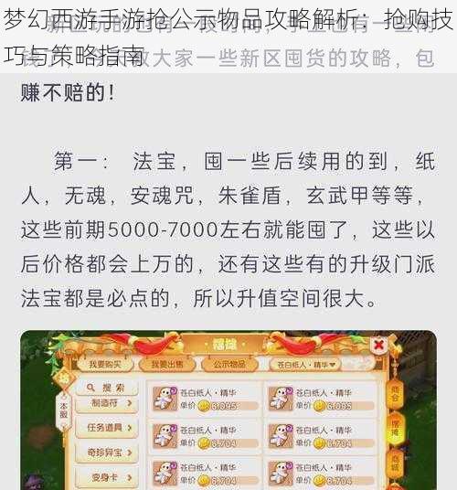 梦幻西游手游抢公示物品攻略解析：抢购技巧与策略指南