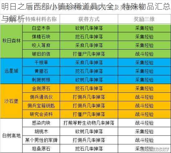 明日之后西部小镇珍稀道具大全：特殊物品汇总与解析