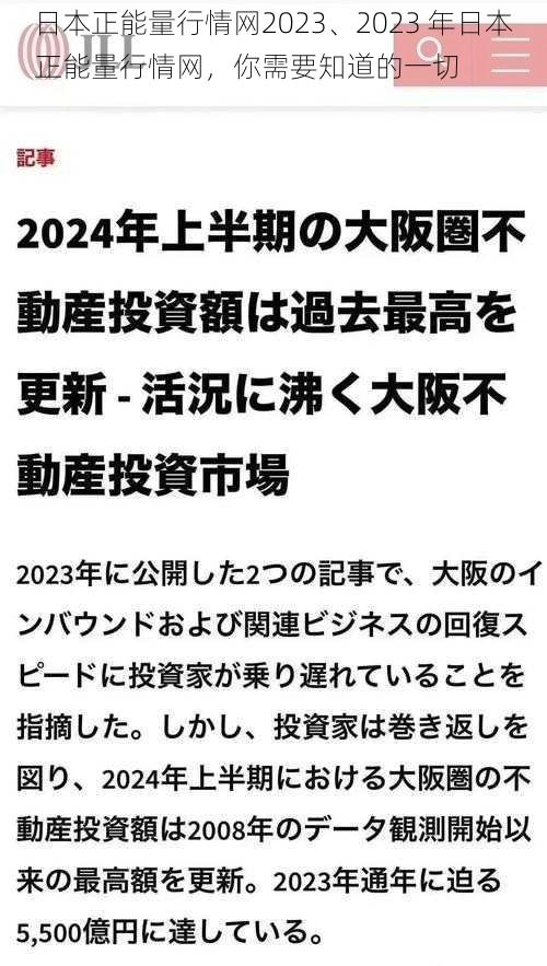 日本正能量行情网2023、2023 年日本正能量行情网，你需要知道的一切