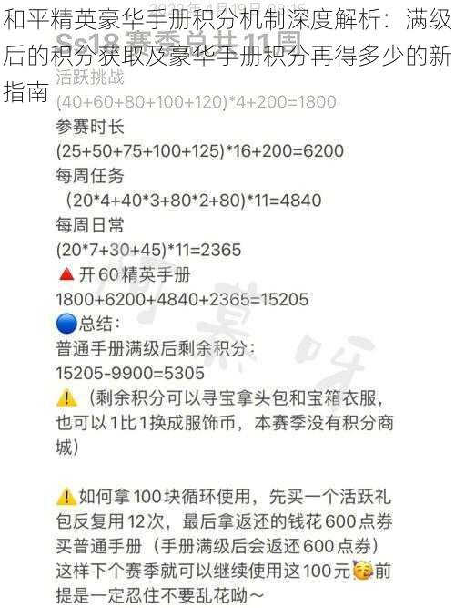 和平精英豪华手册积分机制深度解析：满级后的积分获取及豪华手册积分再得多少的新指南