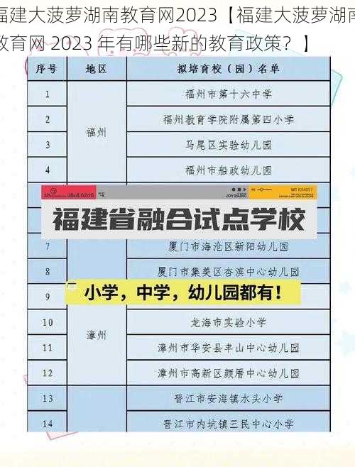 福建大菠萝湖南教育网2023【福建大菠萝湖南教育网 2023 年有哪些新的教育政策？】