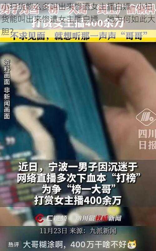 小扫货能么多叫出来惨遭女主播白嫖—小扫货能叫出来惨遭女主播白嫖，她为何如此大胆？