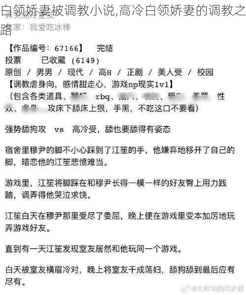 白领娇妻被调教小说,高冷白领娇妻的调教之路