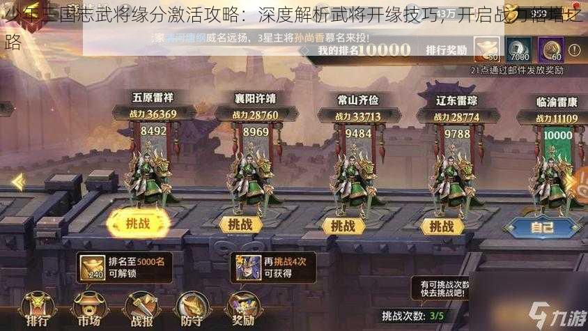 少年三国志武将缘分激活攻略：深度解析武将开缘技巧，开启战力倍增之路