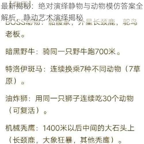 最新揭秘：绝对演绎静物与动物模仿答案全解析，静动艺术演绎揭秘