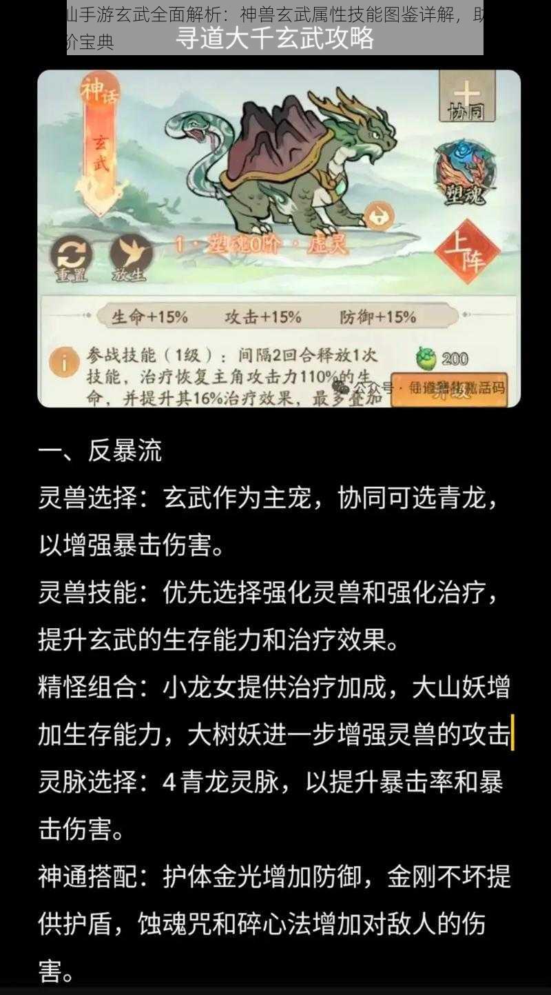 梦幻诛仙手游玄武全面解析：神兽玄武属性技能图鉴详解，助你游戏攻略进阶宝典