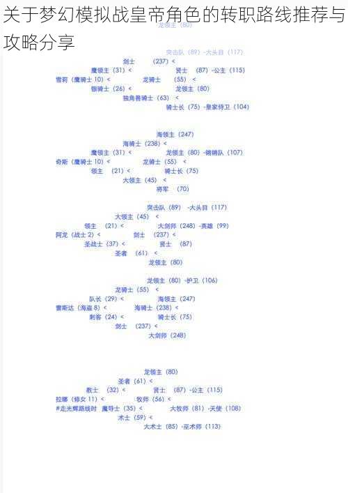 关于梦幻模拟战皇帝角色的转职路线推荐与攻略分享
