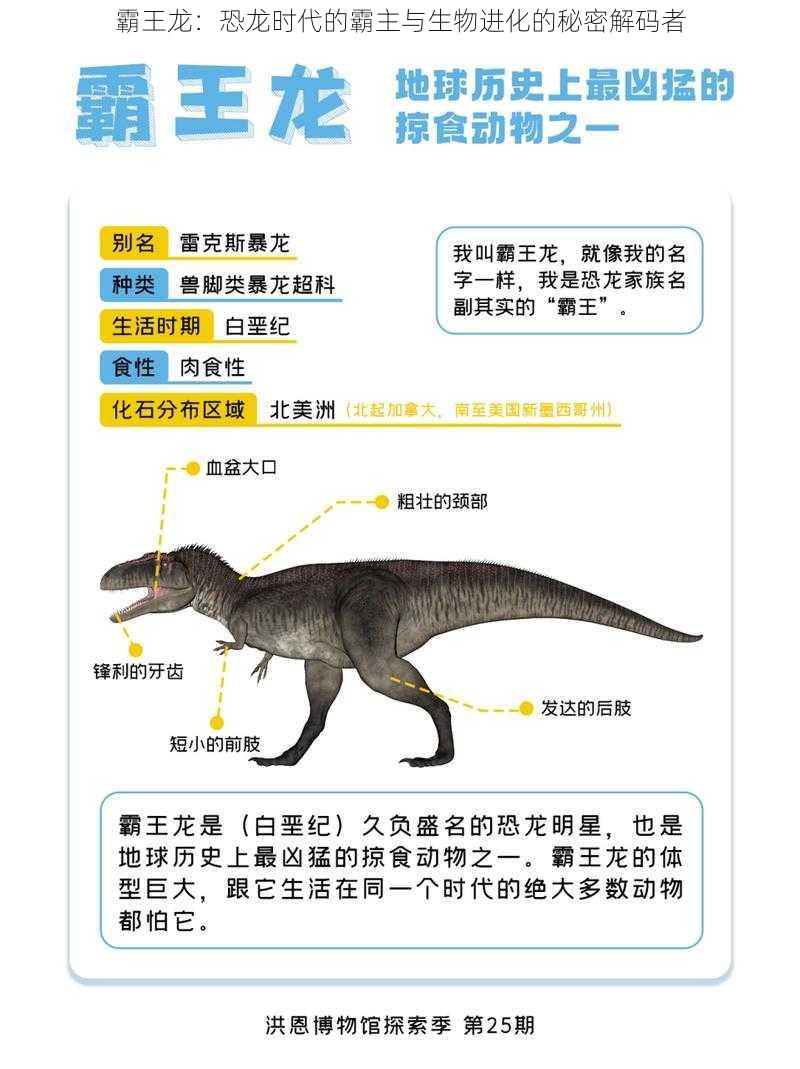 霸王龙：恐龙时代的霸主与生物进化的秘密解码者