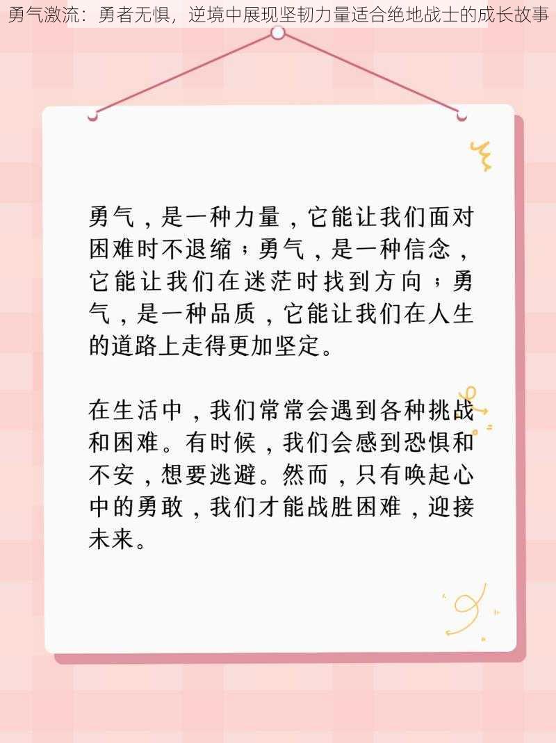 勇气激流：勇者无惧，逆境中展现坚韧力量适合绝地战士的成长故事