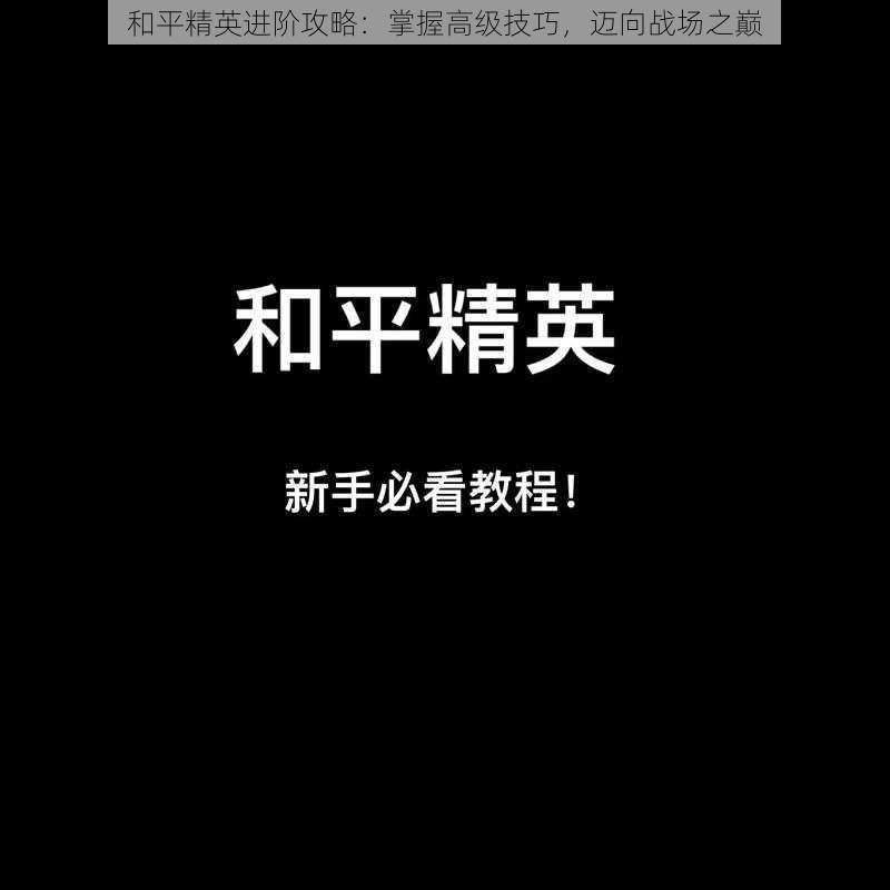 和平精英进阶攻略：掌握高级技巧，迈向战场之巅